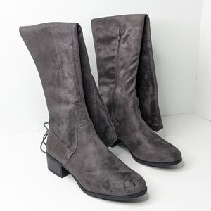 Madden Girl Prissley Over-the-Knee Boots, Grey Fabric, Women's 7